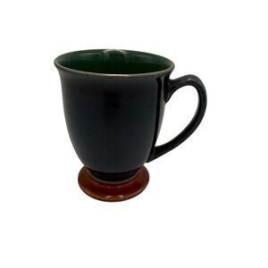 Denby England Stoneware Footed Mug Navy Blue Green Terracotta Red Coffee Cup